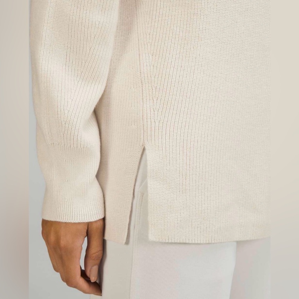 Lululemon Merino Wool-Blend Ribbed Crewneck Sweater White Opal Size 4 - Picture 2 of 7